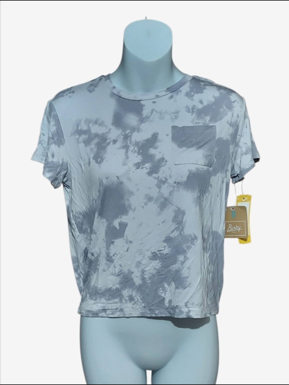 NWT Bixby Nomad Gray Tie-Dye The Boxy Pocket Tee Size Large 12-14